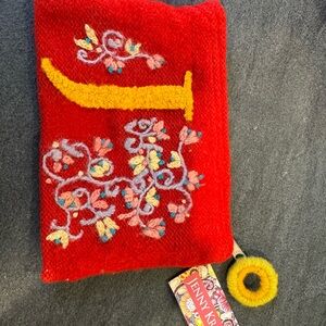 Jenny Krauss Red Embroidered “J” Clutch NWT Fair trade from Peru